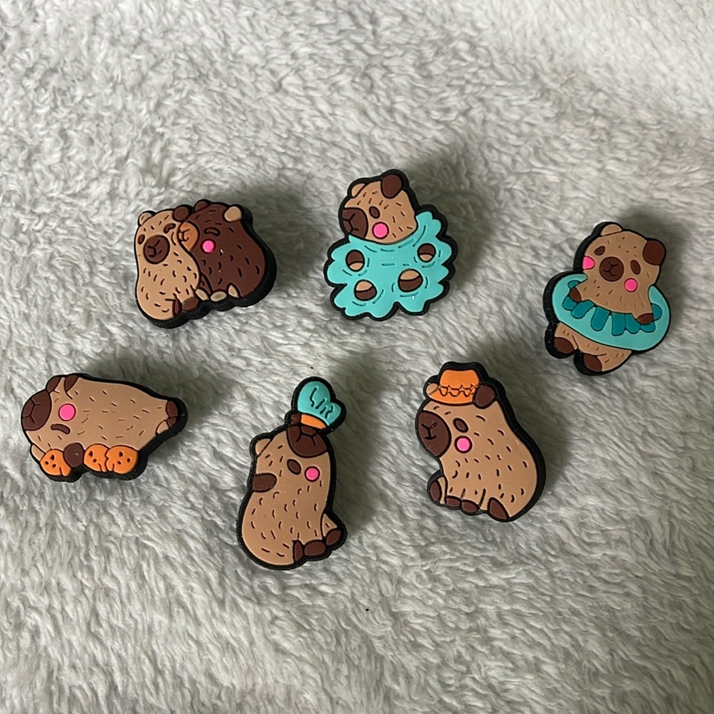 6Pcs Capybara Shoe Charms Beach Bag Charms, Shoe Bag Accessories Decorations new